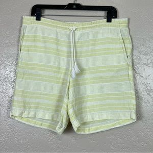 J.Jill love linen women‎ yellow white striped elastic waist shorts size Small